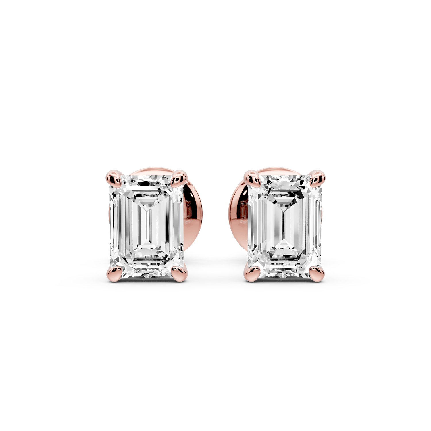 Aura - 1ct 14k rose gold Emerald - Cut Diamond Stud Earrings - Mr. Alex Jewelry
