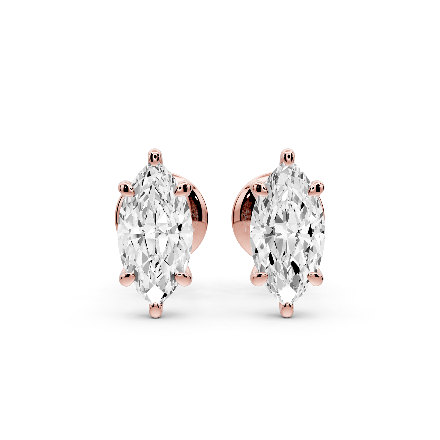 Aura - 1ct 14k rose gold Marquise - Cut Diamond Stud Earrings - Mr. Alex Jewelry