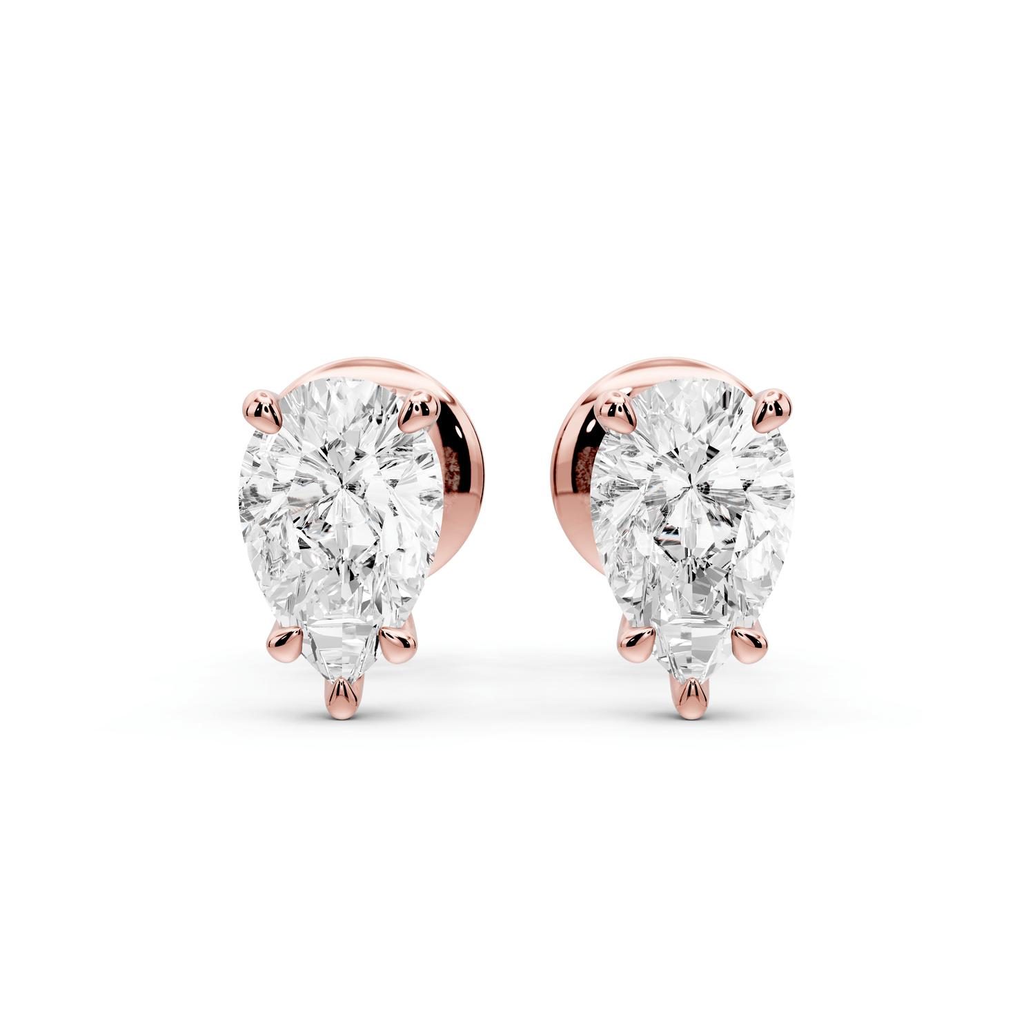 Aura - 1ct 14k rose gold Pear - Cut Diamond Stud Earrings - Mr. Alex Jewelry