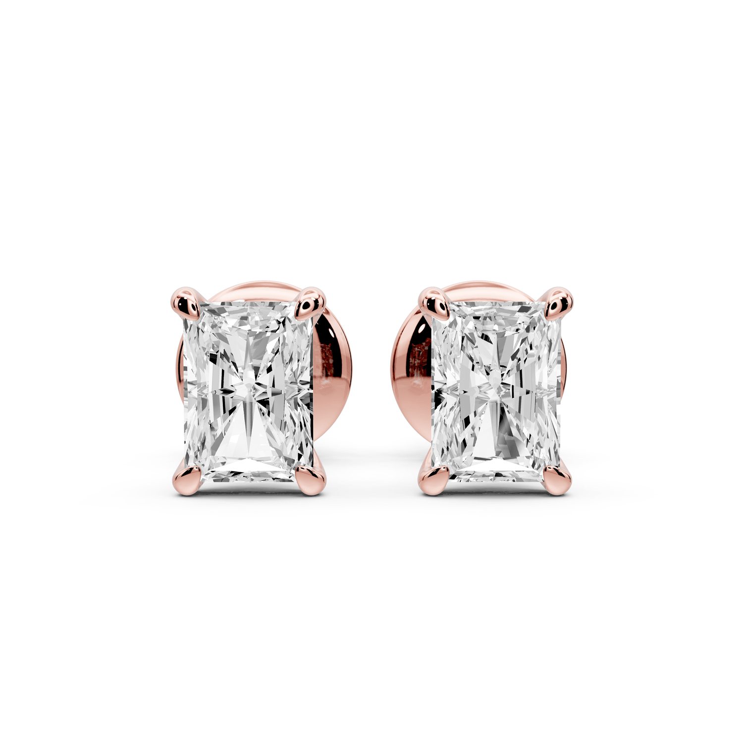 Aura - 1ct 14k rose gold Radiant - Cut Diamond Stud Earrings - Mr. Alex Jewelry