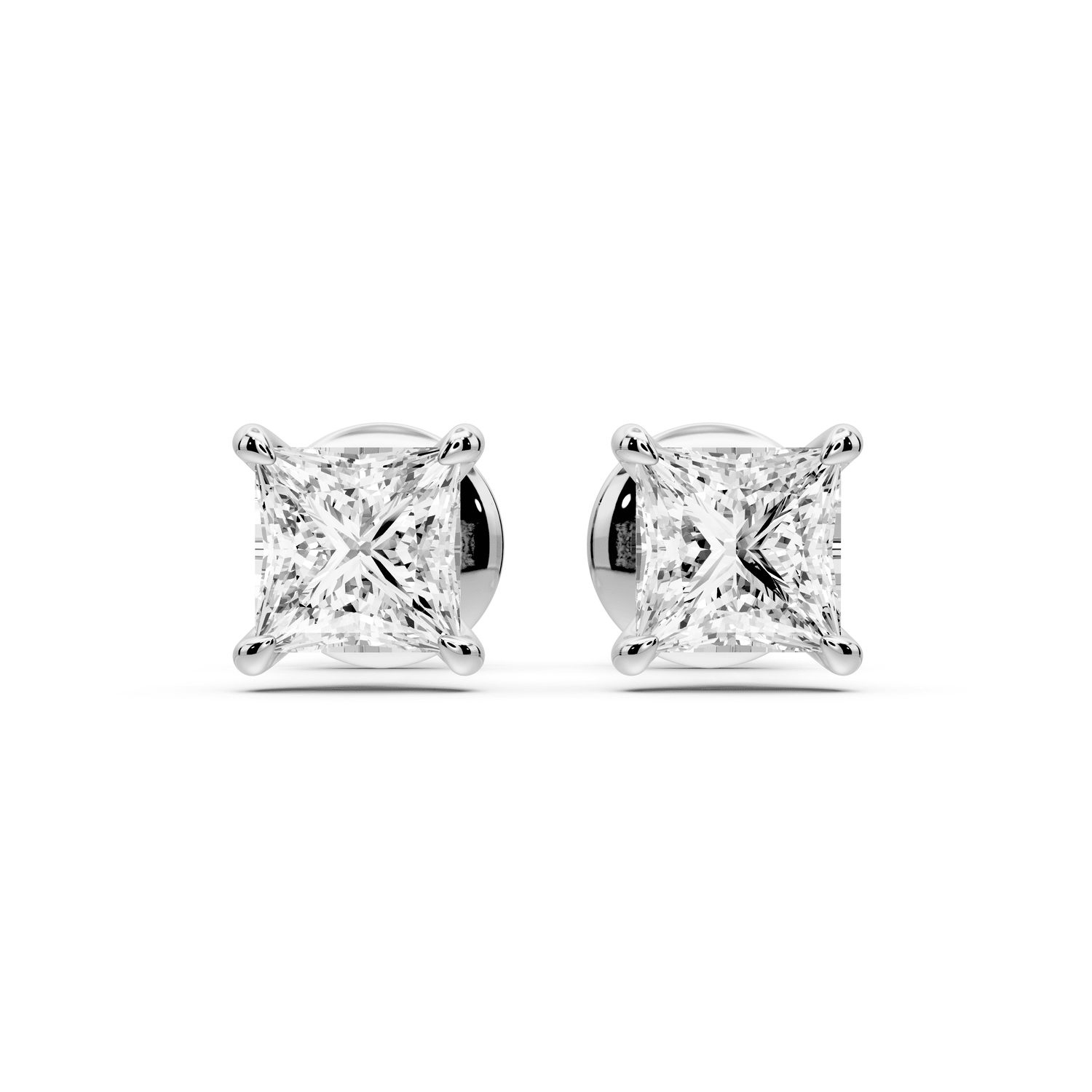 Aura - 1ct 14k white gold Princess - Cut Diamond Stud Earrings - Mr. Alex Jewelry