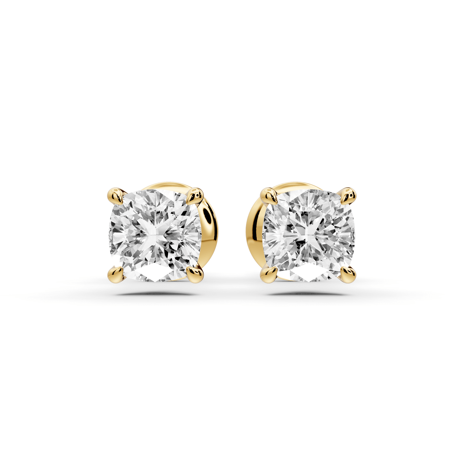 Aura - 1ct 14k yellow gold Cushion - Cut Diamond Stud Earrings - Mr. Alex Jewelry