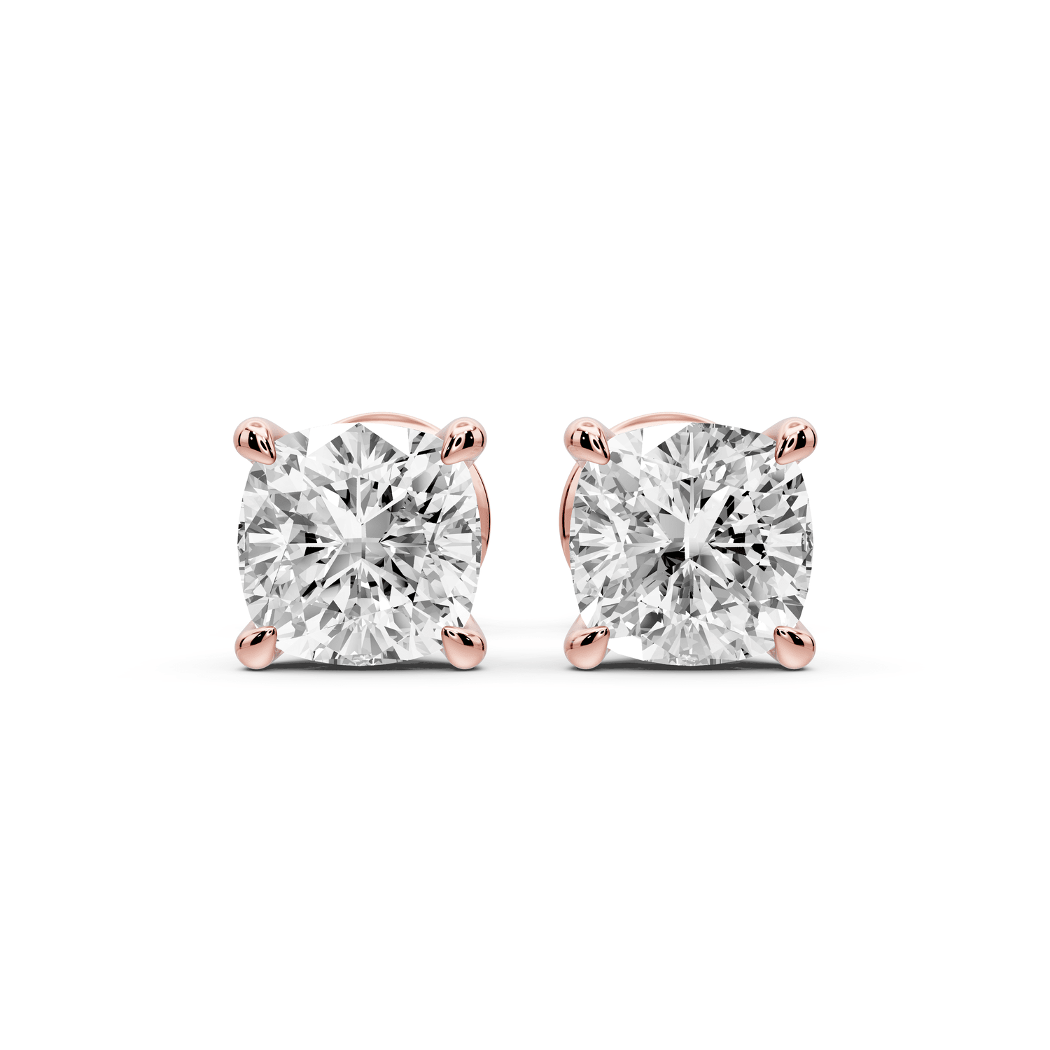 Aura - 2ct 14k rose gold Cushion - Cut Diamond Stud Earrings - Mr. Alex Jewelry
