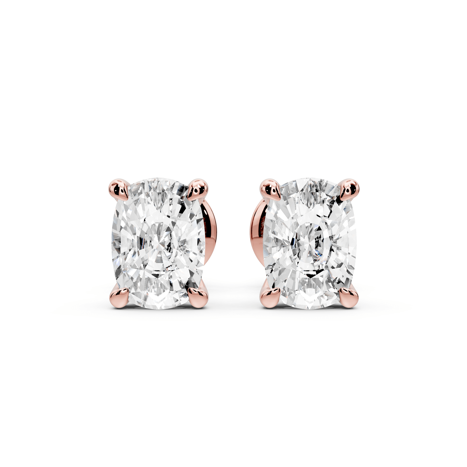 Aura - 2ct 14k rose gold Elgcushion - Cut Diamond Stud Earrings - Mr. Alex Jewelry