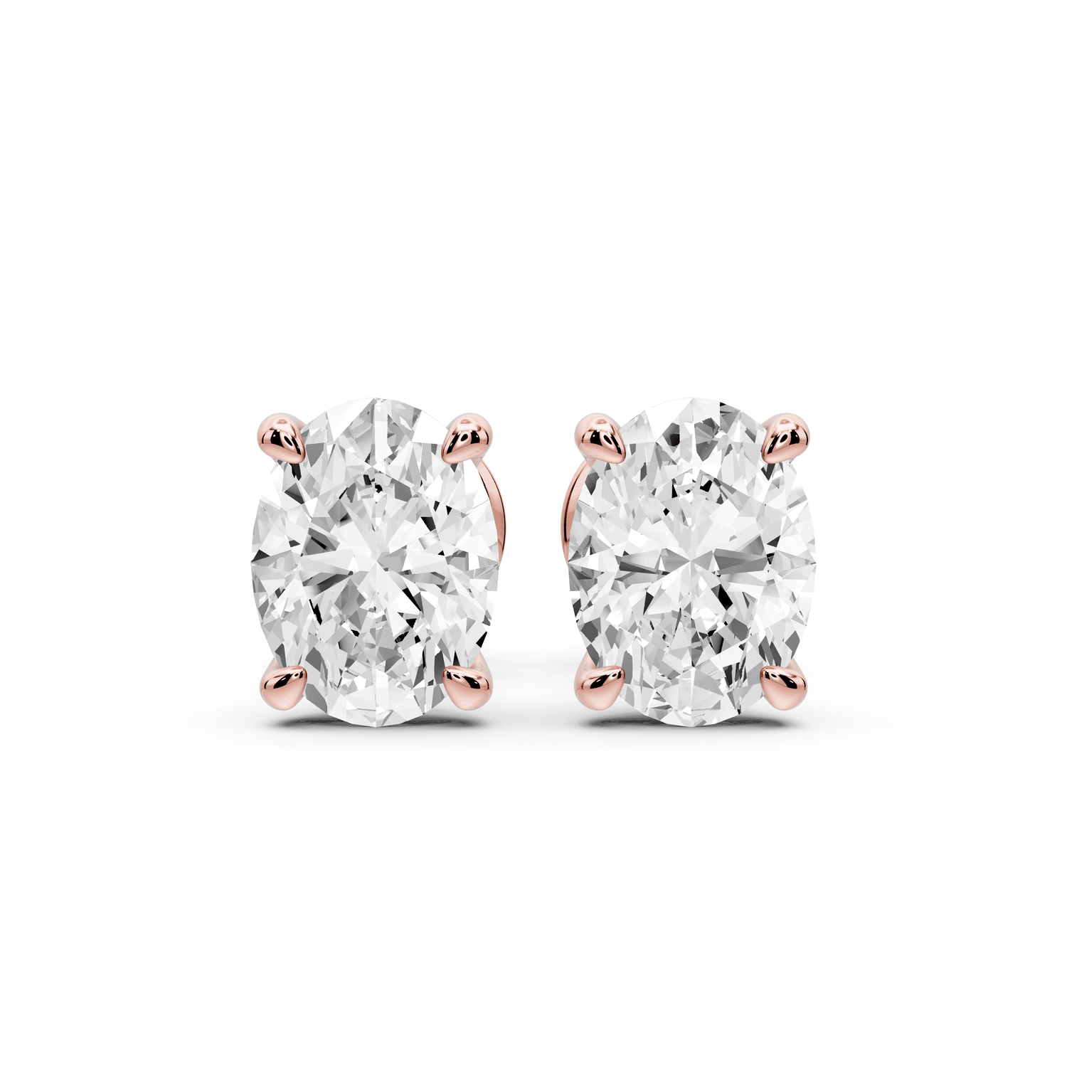 Aura - 2ct 14k rose gold Oval - Cut Diamond Stud Earrings - Mr. Alex Jewelry