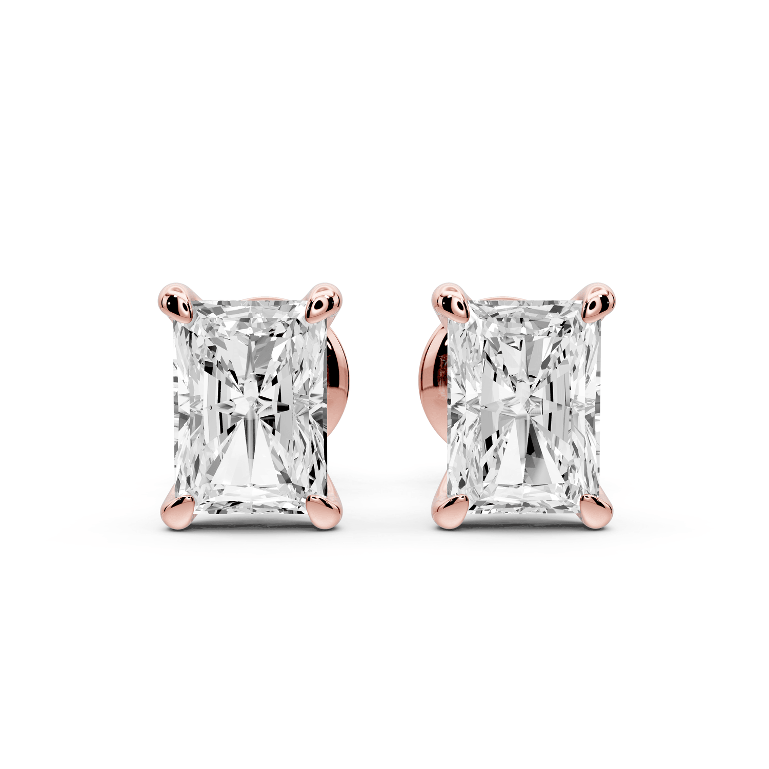 Aura - 2ct 14k rose gold Radiant - Cut Diamond Stud Earrings - Mr. Alex Jewelry