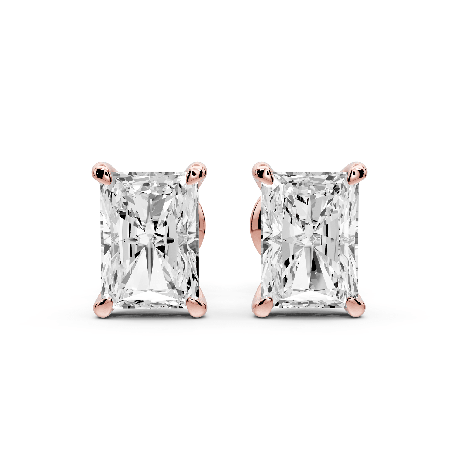 Aura - 3ct 14k rose gold Radiant - Cut Diamond Stud Earrings - Mr. Alex Jewelry