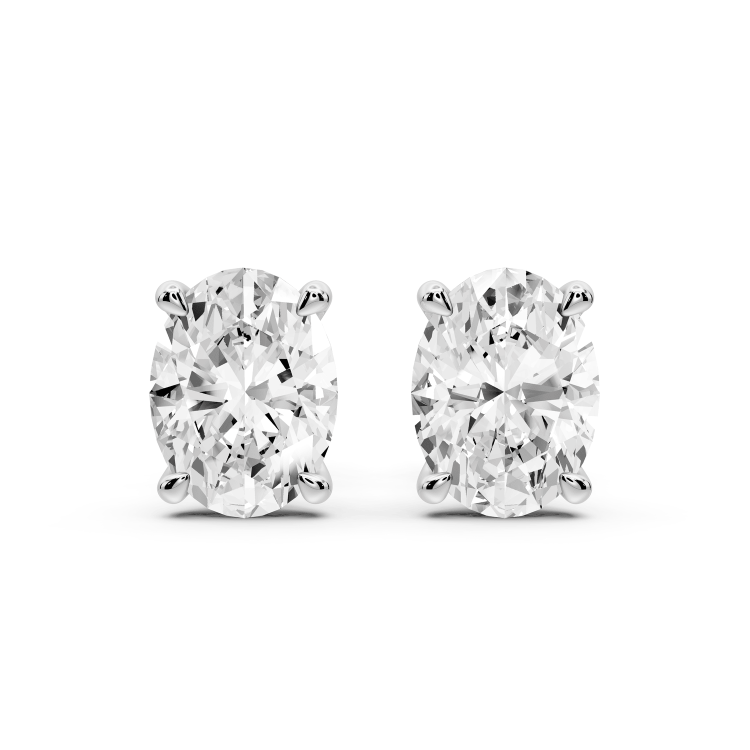 Aura - 3ct 14k white gold Oval - Cut Diamond Stud Earrings - Mr. Alex Jewelry