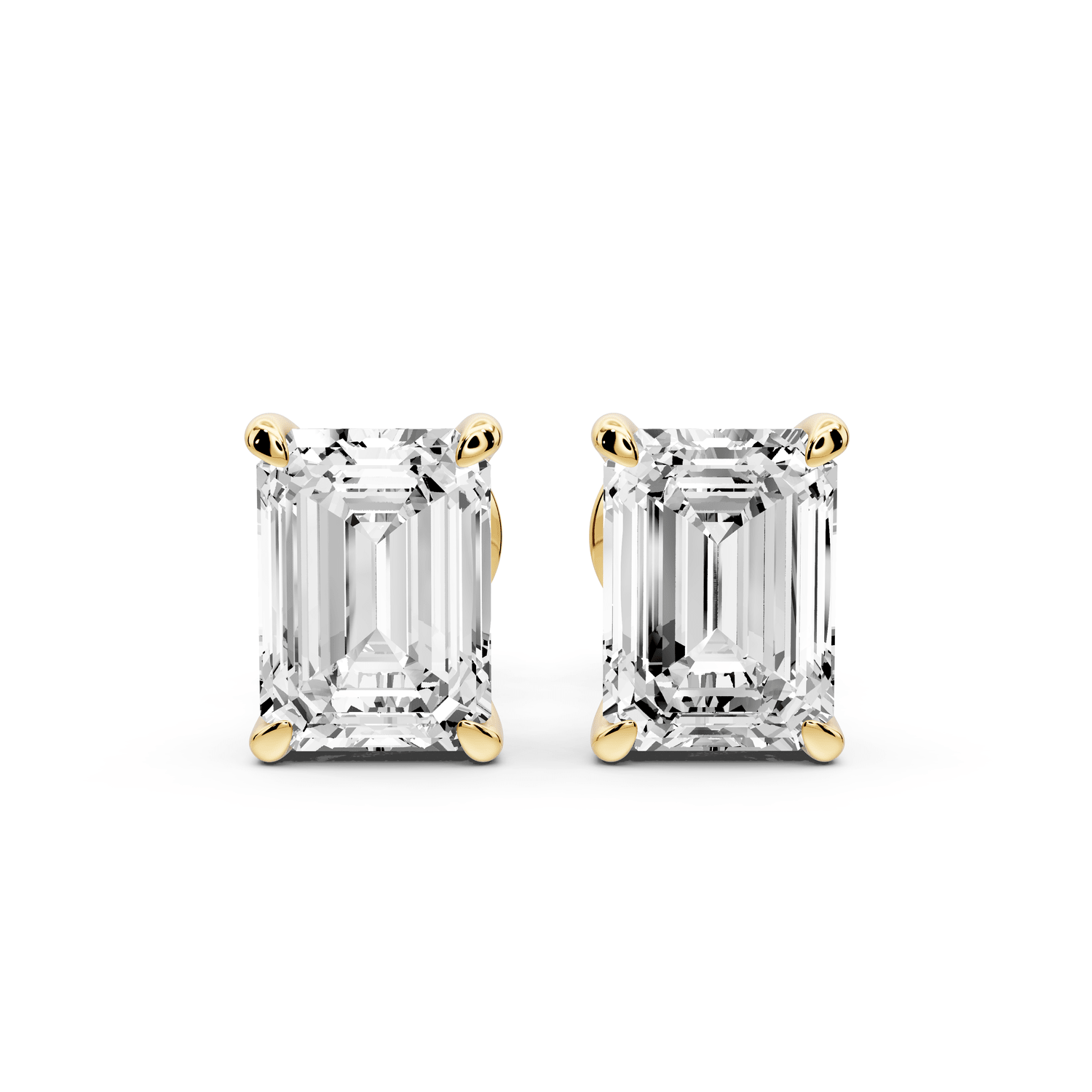 Aura - 3ct 14k yellow gold Emerald - Cut Diamond Stud Earrings - Mr. Alex Jewelry