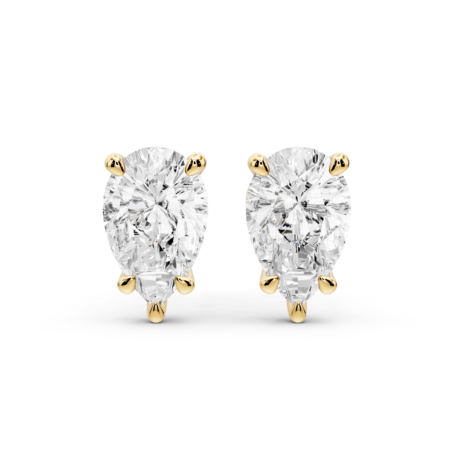 Aura - 3ct 14k yellow gold Pear - Cut Diamond Stud Earrings - Mr. Alex Jewelry