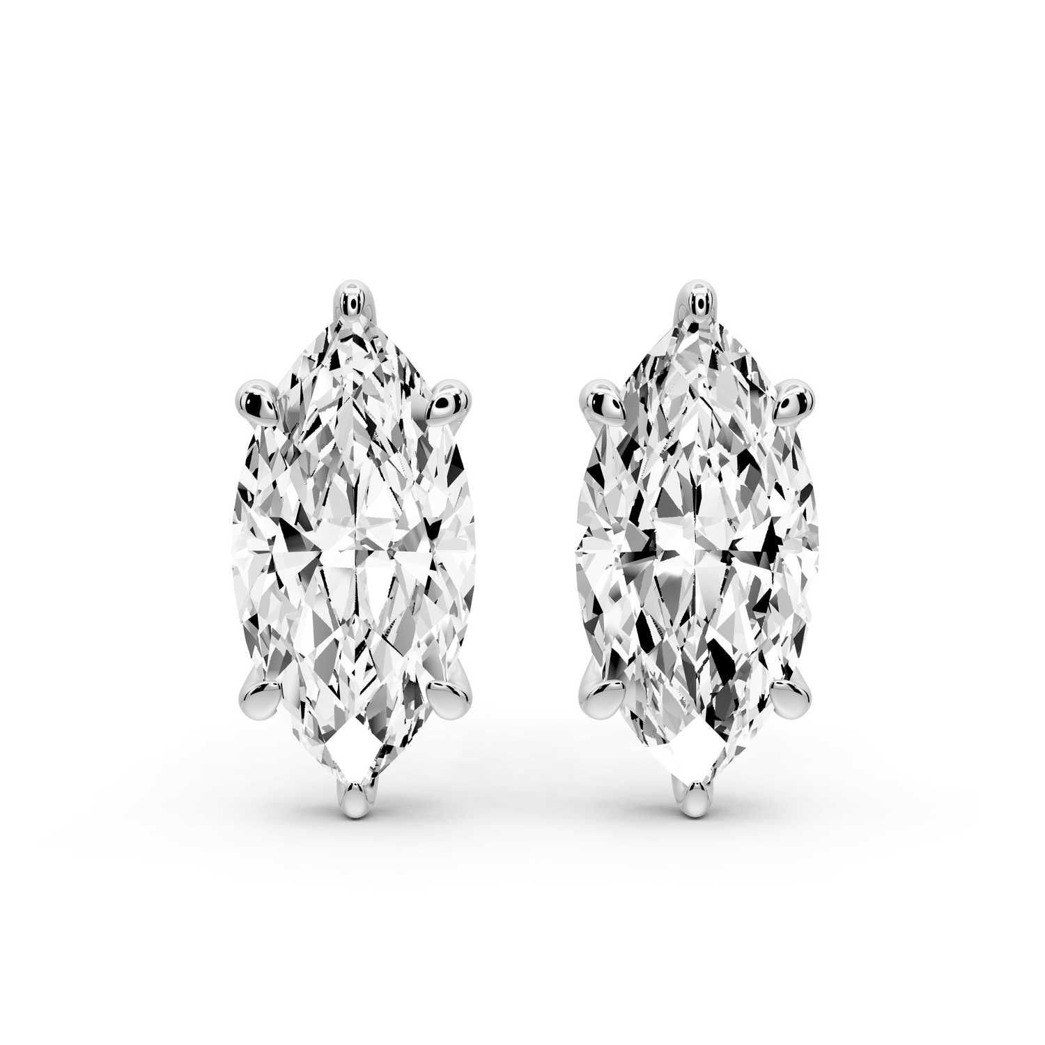 Aura - 4ct 14k white gold Marquise - Cut Diamond Stud Earrings - Mr. Alex Jewelry