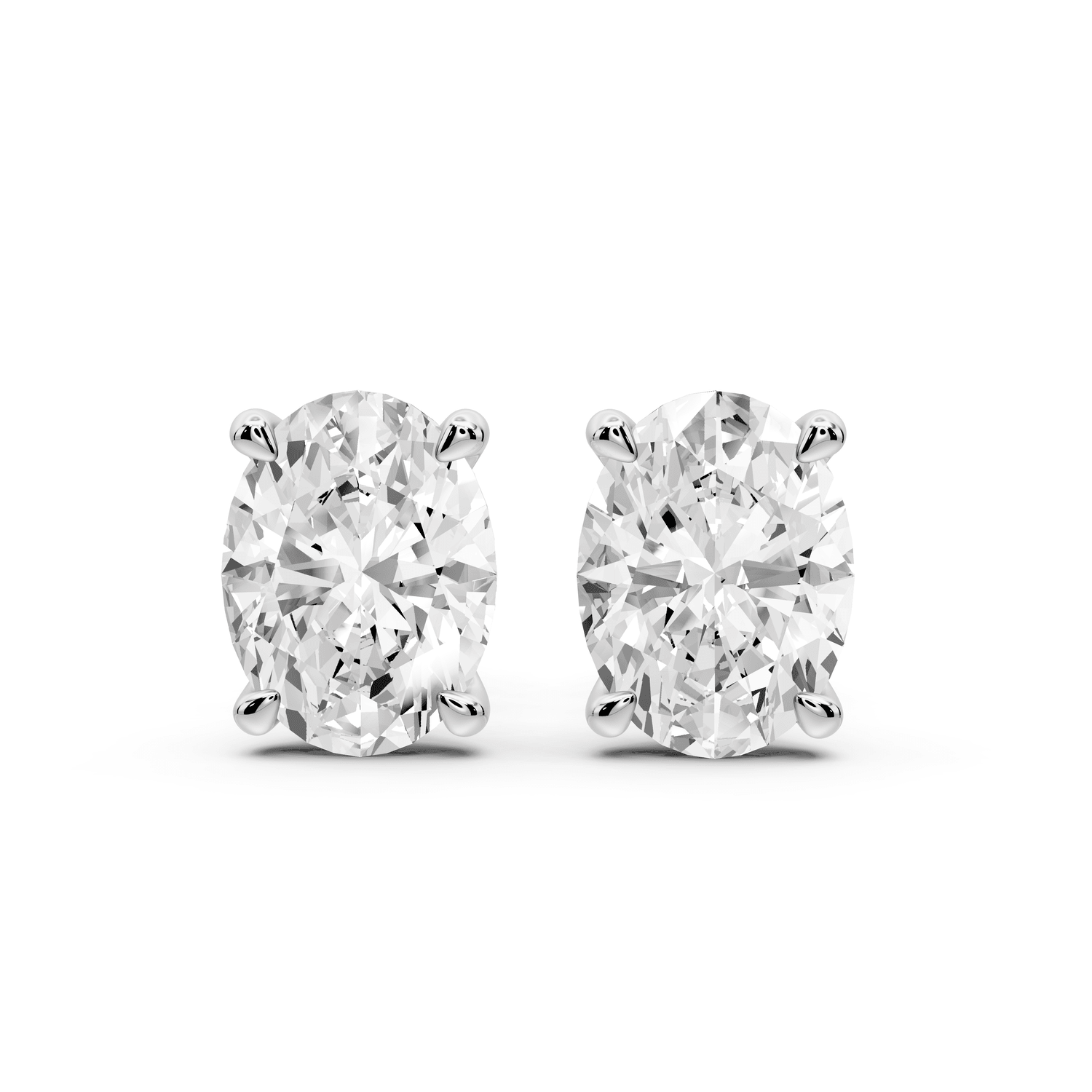 Aura - 4ct 14k white gold Oval - Cut Diamond Stud Earrings - Mr. Alex Jewelry