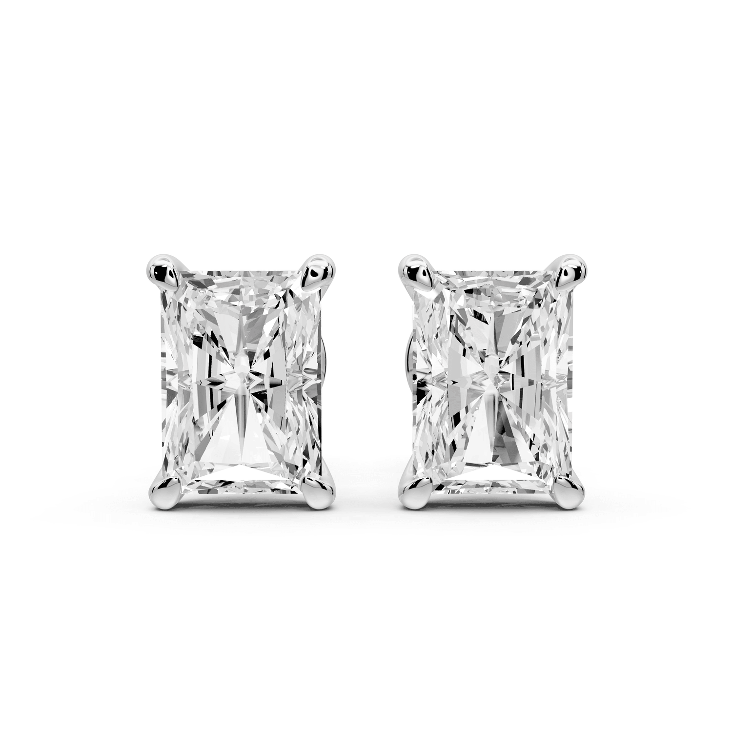 Aura - 4ct 14k white gold Radiant - Cut Diamond Stud Earrings - Mr. Alex Jewelry