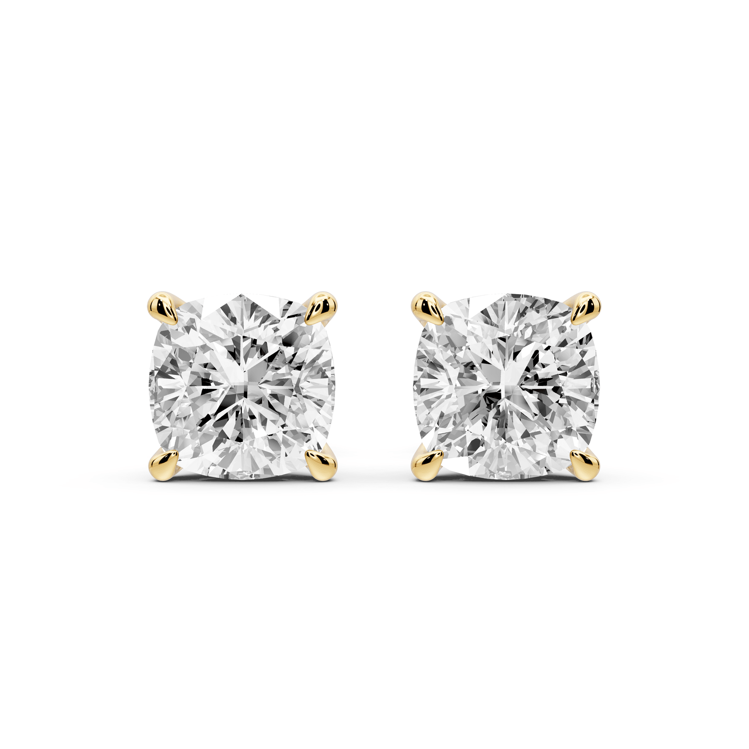 Aura - 4ct 14k yellow gold Cushion - Cut Diamond Stud Earrings - Mr. Alex Jewelry