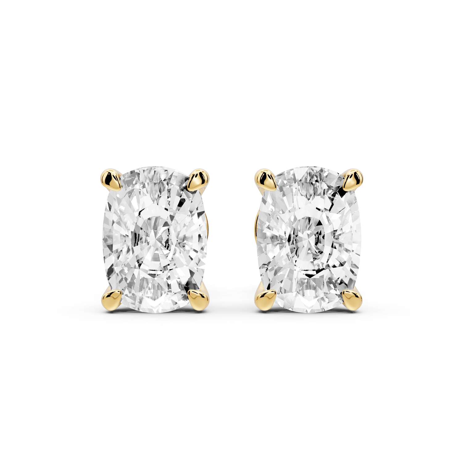 Aura - 4ct 14k yellow gold Elgcushion - Cut Diamond Stud Earrings - Mr. Alex Jewelry