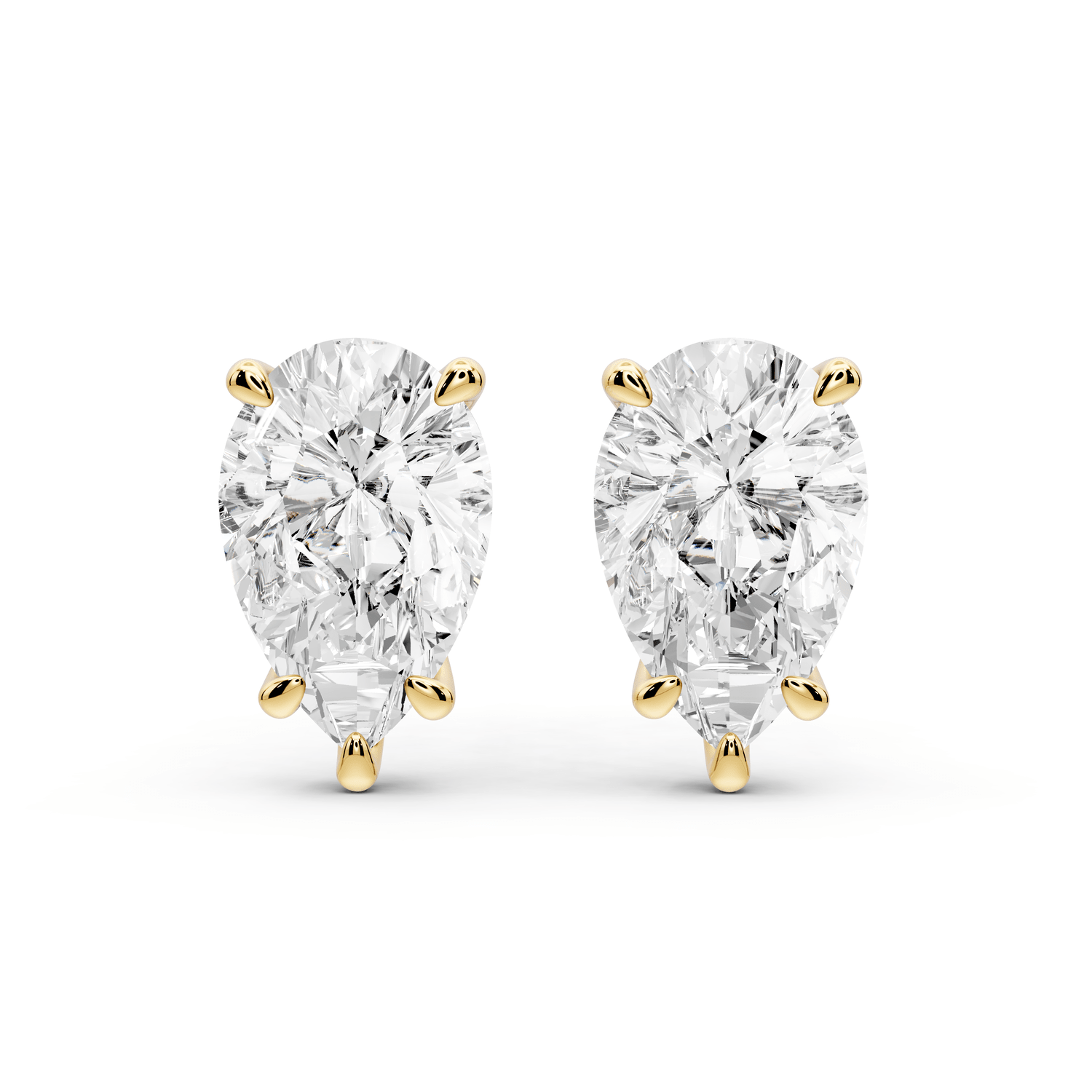 Aura - 4ct 14k yellow gold Pear - Cut Diamond Stud Earrings - Mr. Alex Jewelry