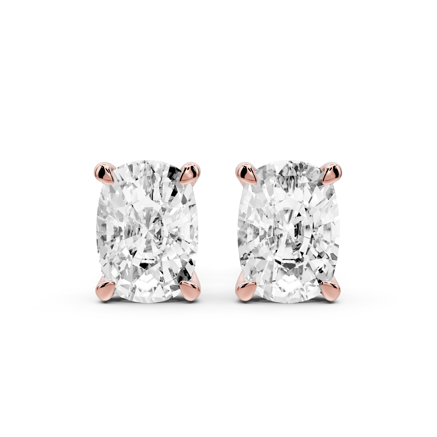 Aura - 5ct 14k rose gold Elgcushion - Cut Diamond Stud Earrings - Mr. Alex Jewelry