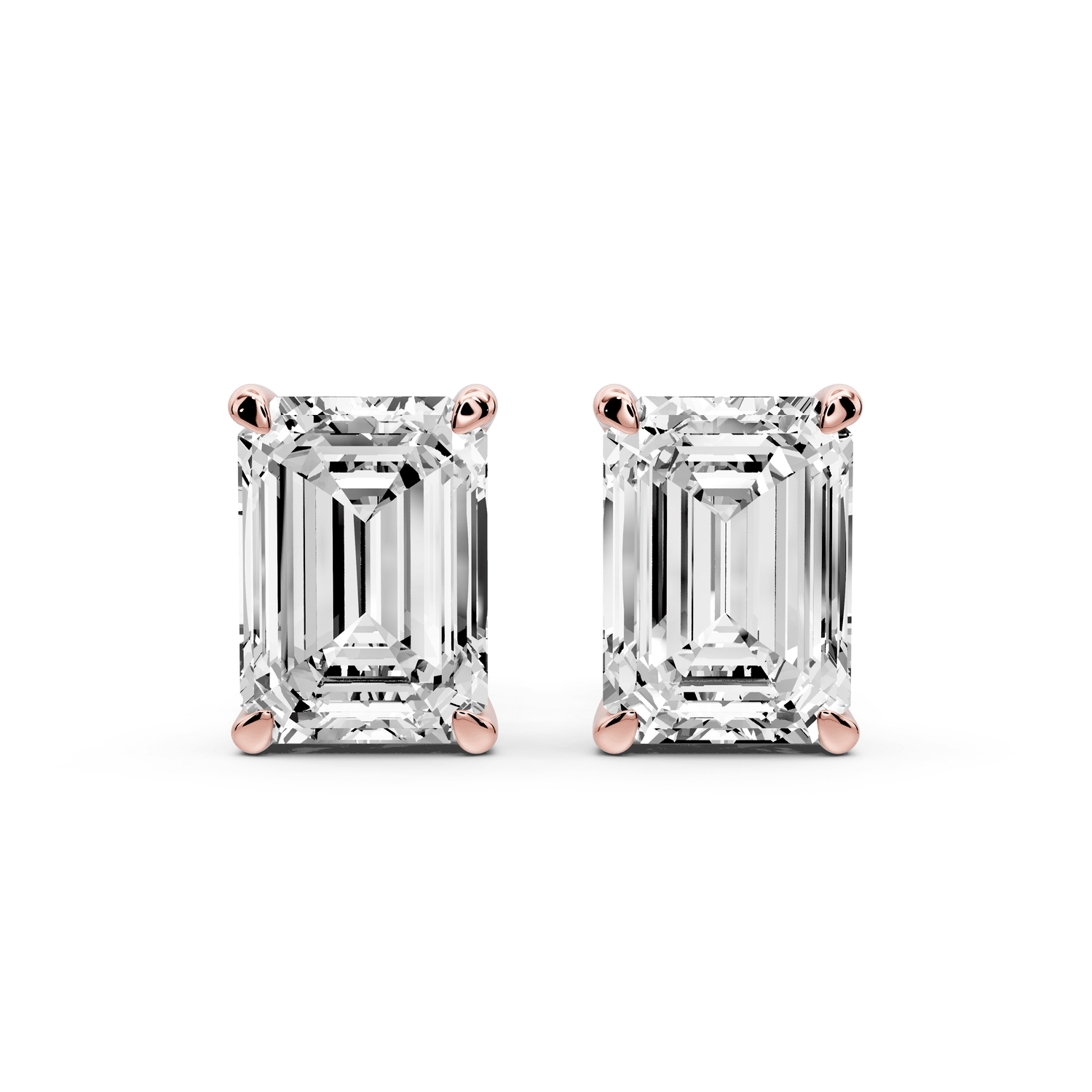 Aura - 5ct 14k rose gold Emerald - Cut Diamond Stud Earrings - Mr. Alex Jewelry
