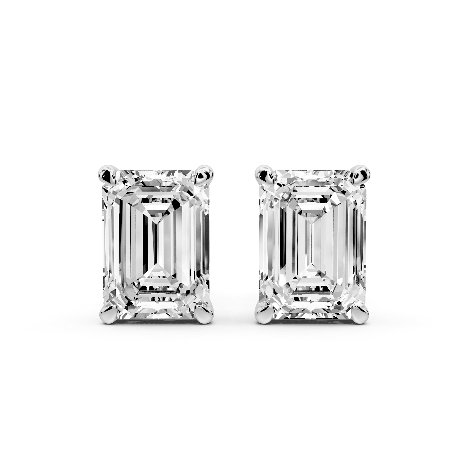 Aura - 5ct 14k white gold Emerald - Cut Diamond Stud Earrings - Mr. Alex Jewelry