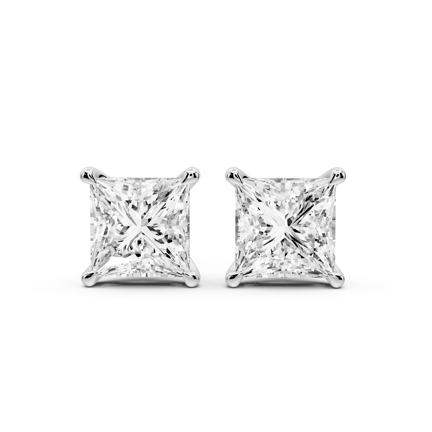 Aura - 5ct 14k white gold Princess - Cut Diamond Stud Earrings - Mr. Alex Jewelry