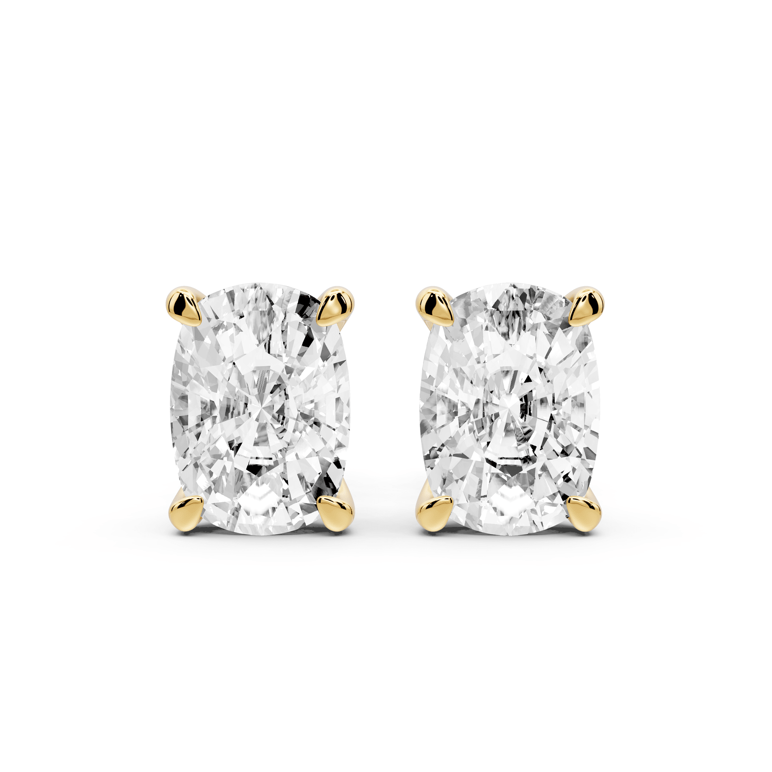 Aura - 5ct 14k yellow gold Elgcushion - Cut Diamond Stud Earrings - Mr. Alex Jewelry