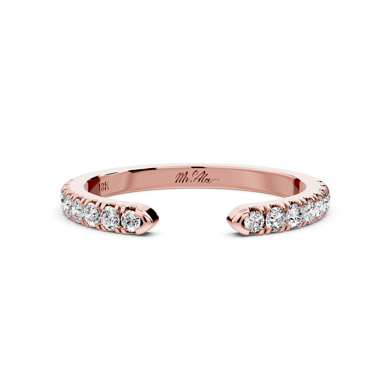 Avielle - 0.28ct 18k rose gold Diamond Pavé Open Cuff Ring - Mr. Alex Jewelry