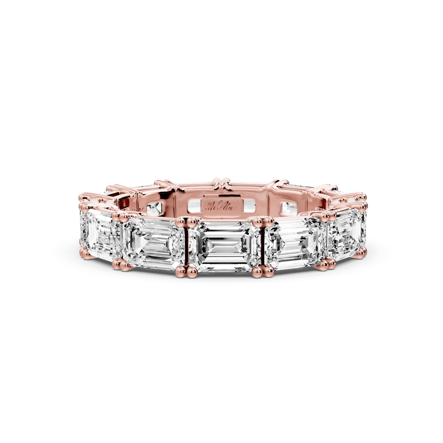Bella - 3.95ct 18k rose gold Emerald-Cut Diamond Eternity Band Ring - Mr. Alex Jewelry