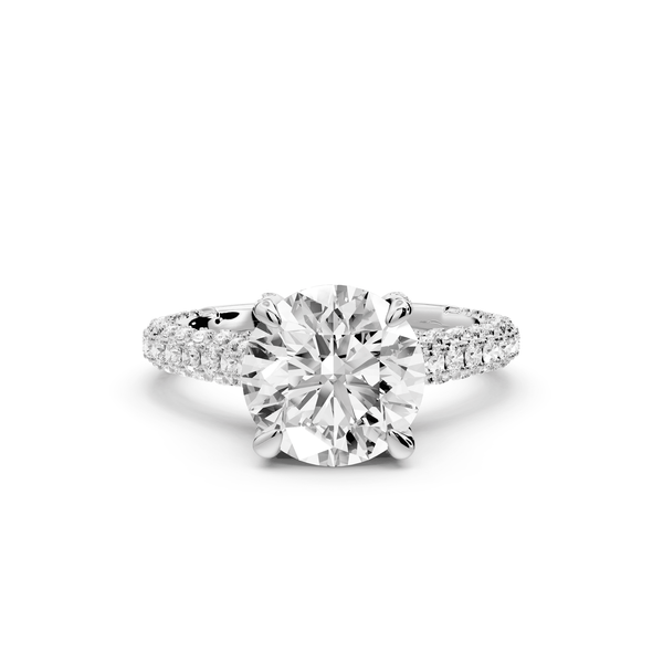 Bianca - 2ct 18k white gold round Diamond hidden halo with a diamond crown and bridge rollover pave cathedral engagment ring - Mr. Alex Jewelry