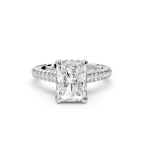Bianca - 2ct platinum radiant Diamond hidden halo with a diamond crown and bridge rollover pave cathedral engagement ring - Mr. Alex Jewelry