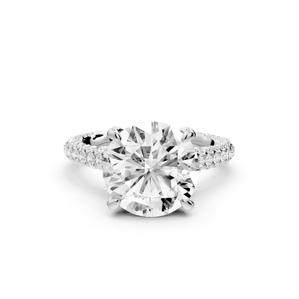 Bianca - 3ct 14k white gold round Diamond hidden halo with a diamond crown and bridge rollover pave cathedral engagment ring - Mr. Alex Jewelry