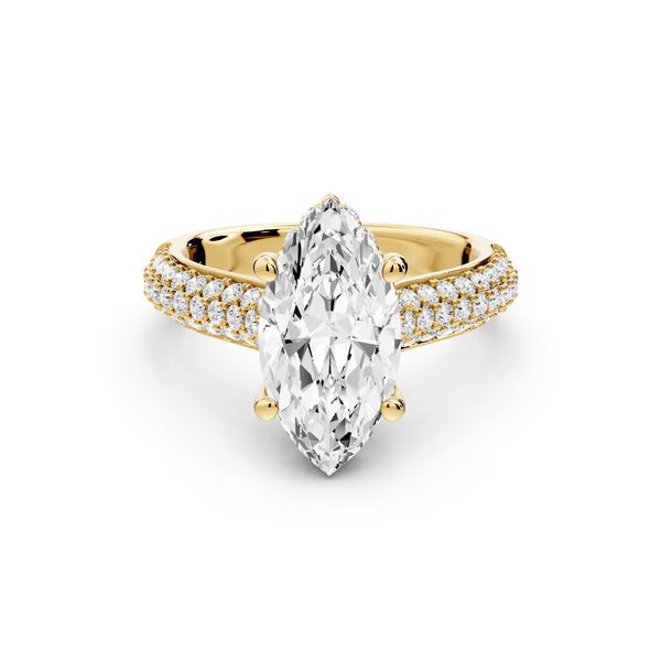 Camille - 2ct 14k yellow gold marquise Diamond hidden halo rollover pave cathedral engagement ring - Mr. Alex Jewelry