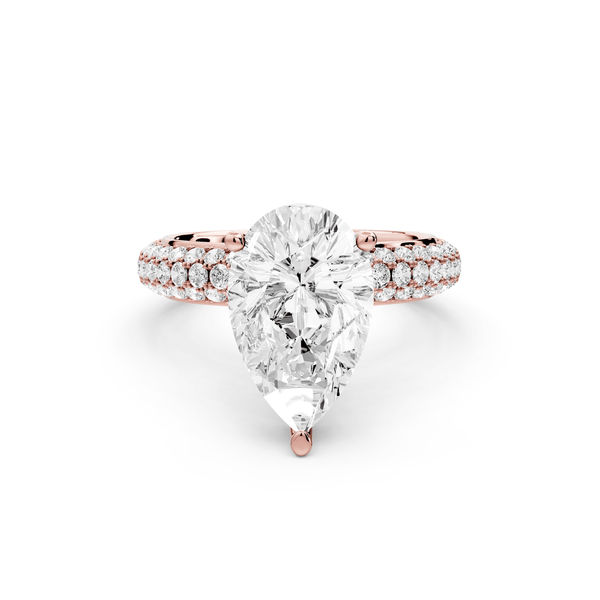 Camille - 2ct 18k rose gold radiant Diamond hidden halo rollover pave cathedral engagement ring - Mr. Alex Jewelry