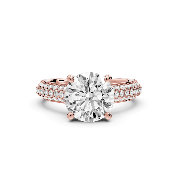 Camille - 2ct 18k rose gold round Diamond hidden halo rollover pave cathedral engagment ring - Mr. Alex Jewelry