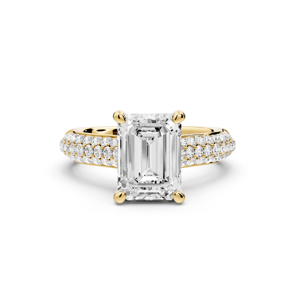 Camille - 2ct 18k yellow gold emerald Diamond hidden halo rollover pave cathedral Engagement ring - Mr. Alex Jewelry
