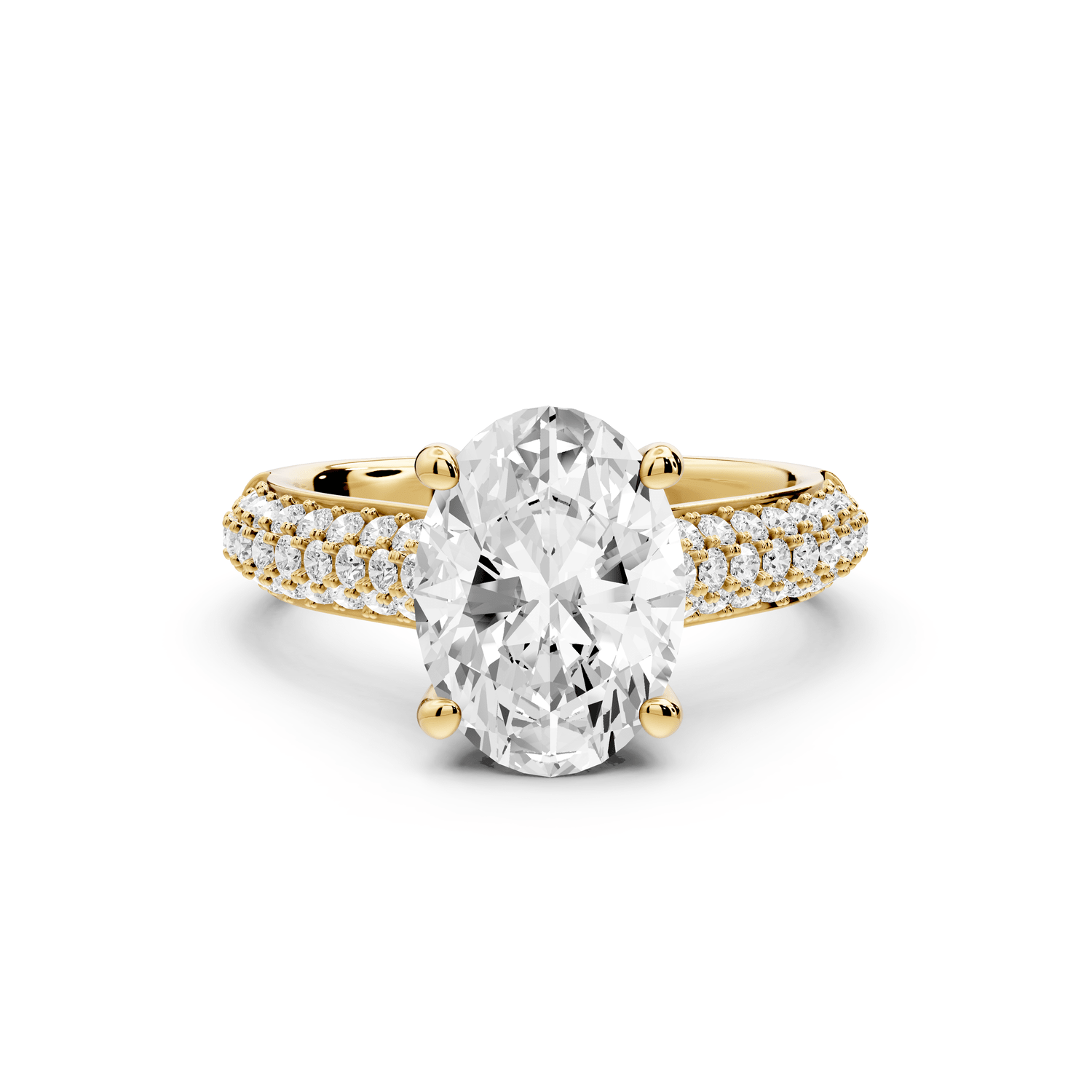 Camille - 2ct 18k yellow gold oval Diamond hidden halo rollover pave cathedral Engagement ring - Mr. Alex Jewelry