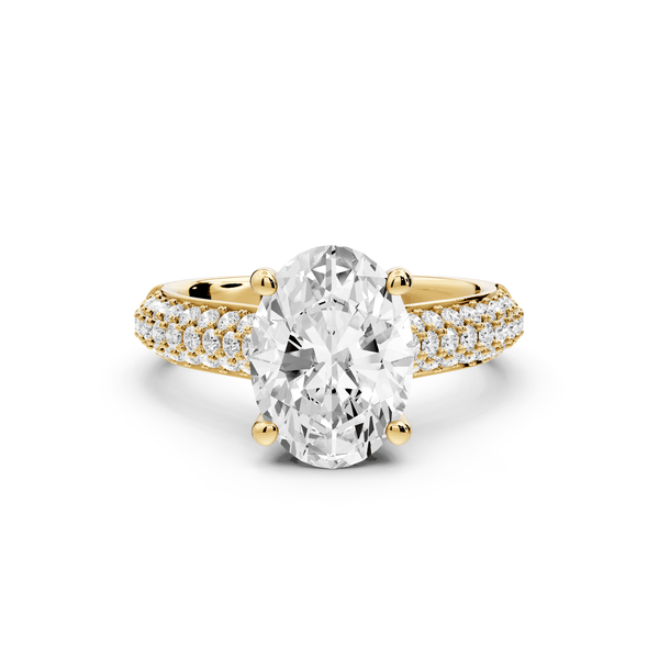 Camille - 2ct 18k yellow gold oval Diamond hidden halo rollover pave cathedral Engagement ring - Mr. Alex Jewelry