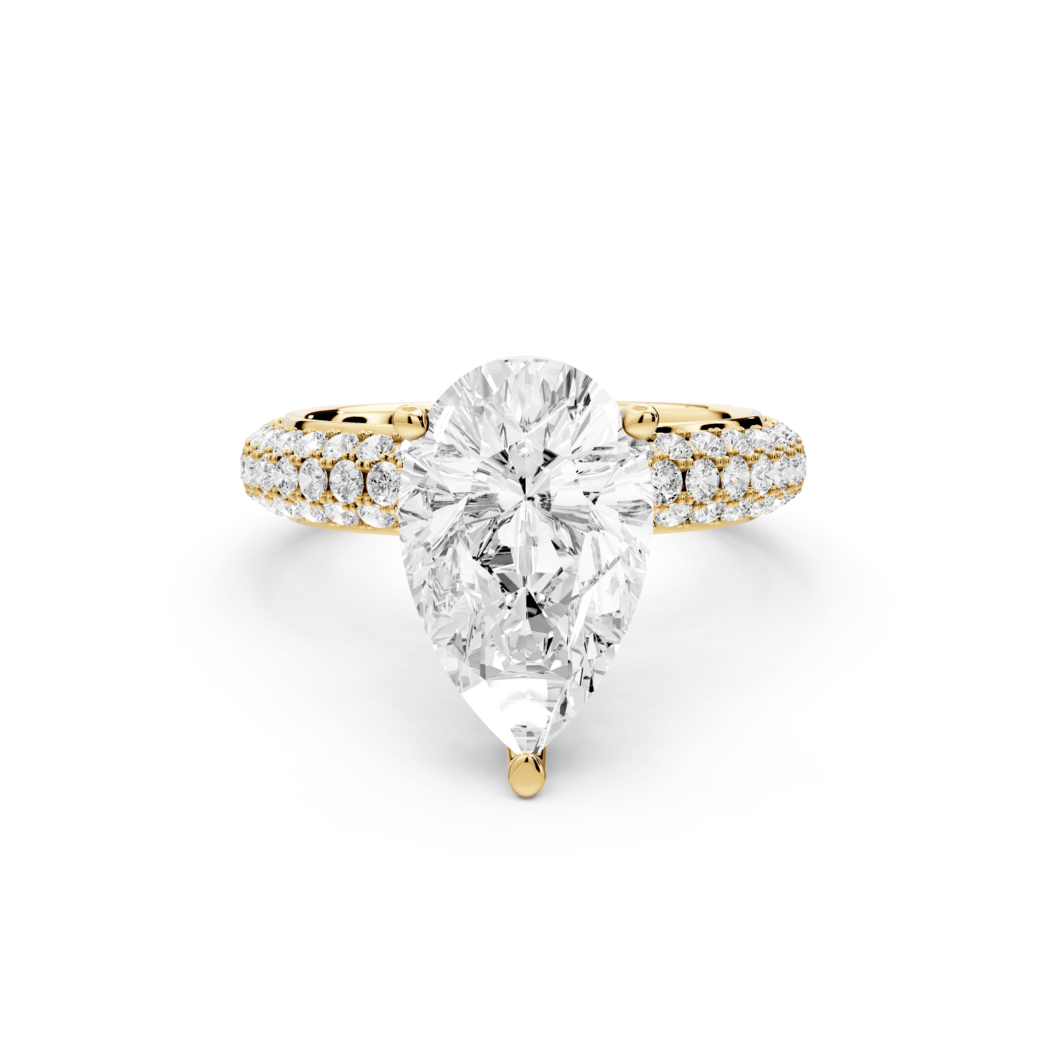 Camille - 2ct 18k yellow gold radiant Diamond hidden halo rollover pave cathedral engagement ring - Mr. Alex Jewelry