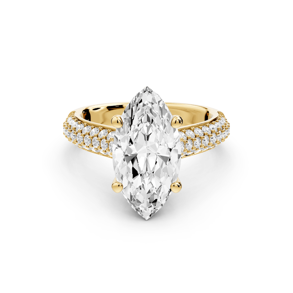 Camille - 3ct 14k yellow gold marquise Diamond hidden halo rollover pave cathedral engagement ring - Mr. Alex Jewelry