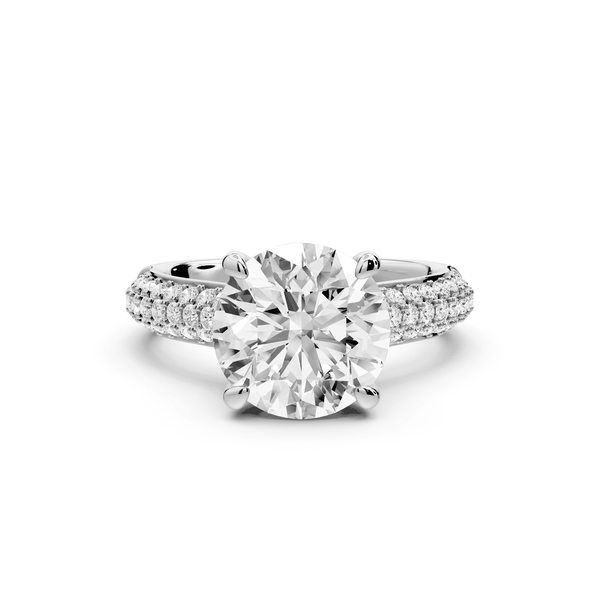 Camille - 3ct 18k white gold round Diamond hidden halo rollover pave cathedral engagment ring - Mr. Alex Jewelry