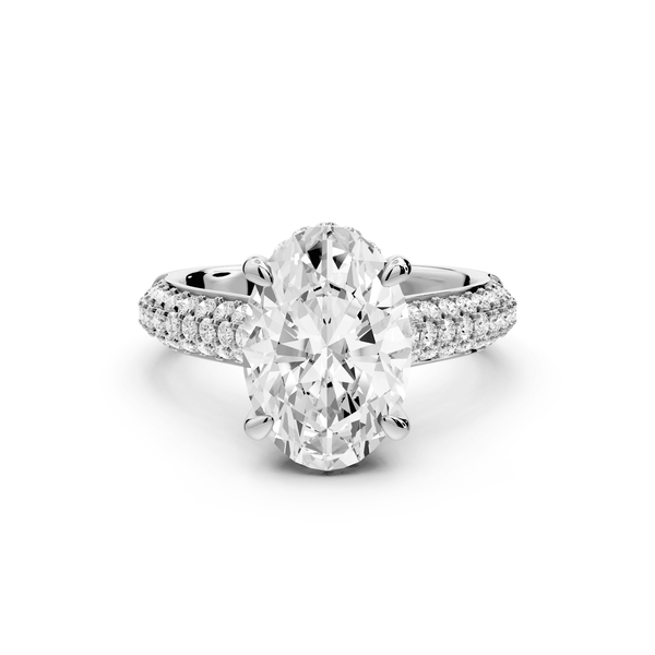 Camille - 3ct platinum oval Diamond hidden halo rollover pave cathedral Engagement ring - Mr. Alex Jewelry