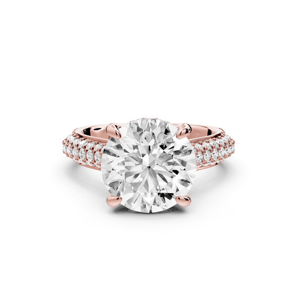 Camille - 4ct 18k rose gold round Diamond hidden halo rollover pave cathedral engagment ring - Mr. Alex Jewelry