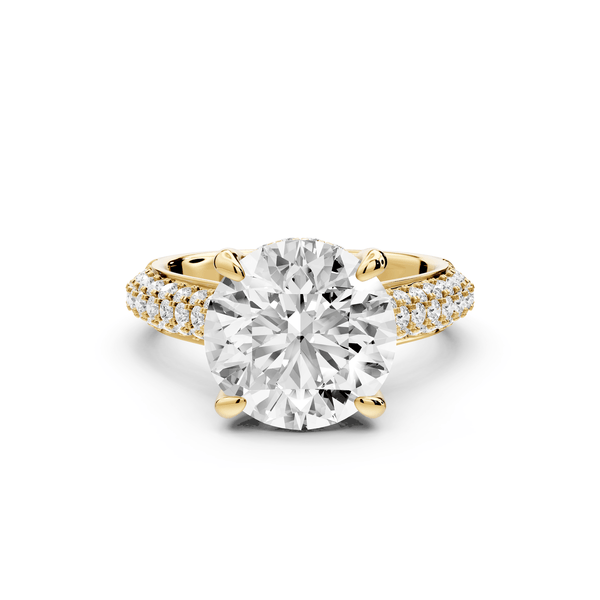 Camille - 4ct 18k yellow gold round Diamond hidden halo rollover pave cathedral engagment ring - Mr. Alex Jewelry