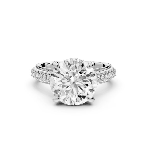 Camille - 4ct platinum round Diamond hidden halo rollover pave cathedral engagment ring - Mr. Alex Jewelry