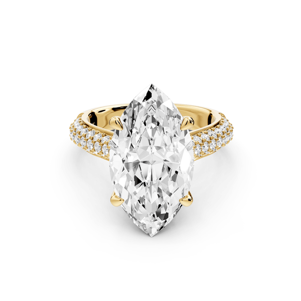 Camille - 5ct 14k yellow gold marquise Diamond hidden halo rollover pave cathedral engagement ring - Mr. Alex Jewelry