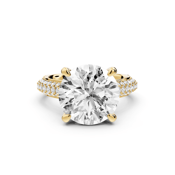 Camille - 5ct 18k yellow gold round Diamond hidden halo rollover pave cathedral engagment ring - Mr. Alex Jewelry