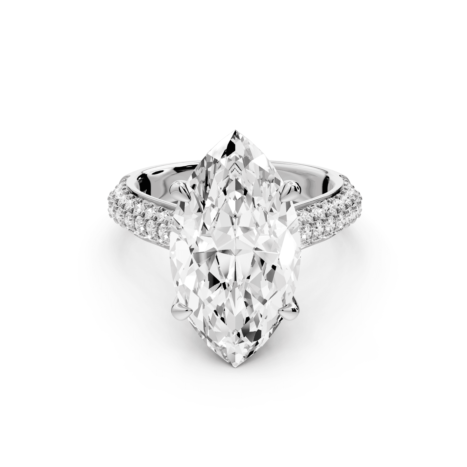 Camille - 5ct platinum marquise Diamond hidden halo rollover pave cathedral engagement ring - Mr. Alex Jewelry