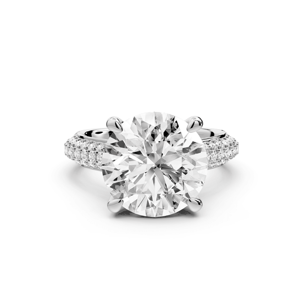 Camille - 5ct platinum round Diamond hidden halo rollover pave cathedral engagment ring - Mr. Alex Jewelry