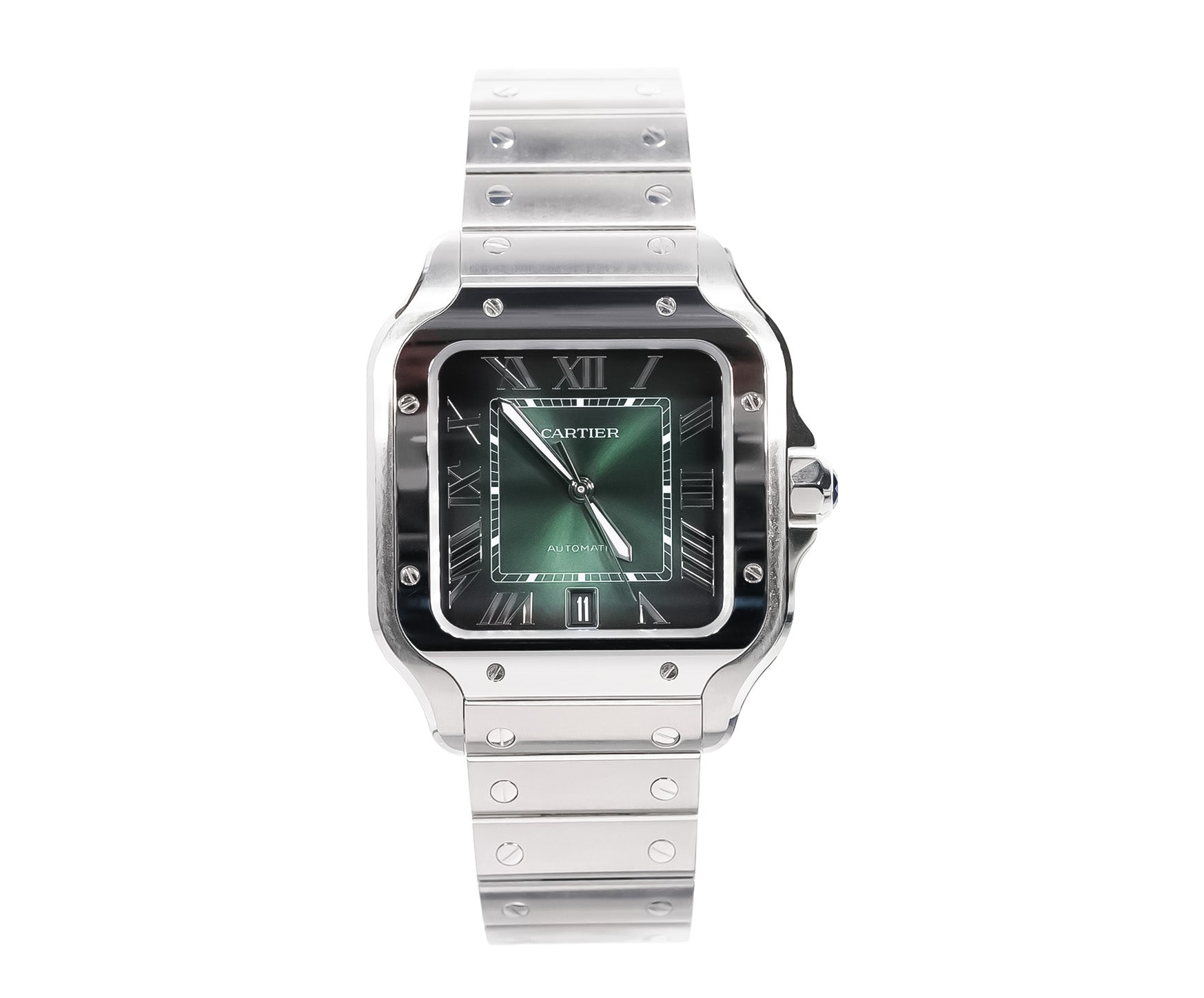 Cartier Santos de Cartier 40.5mm Stainless Steel Green Dial Ref - Mr. Alex Jewelry