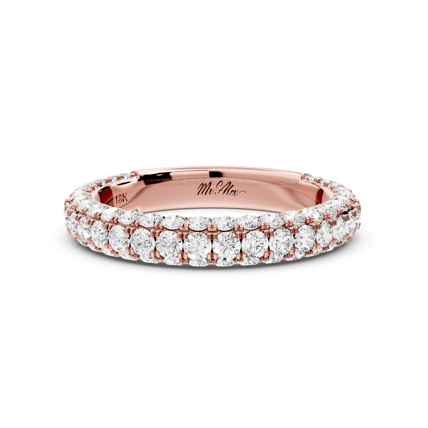 Clarissa - 18k rose gold Double Row Diamond Eternity Band Ring - Mr. Alex Jewelry