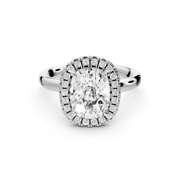 Eliana - 2ct 14k white gold ecushion diamond with halo engagement ring - Mr. Alex Jewelry